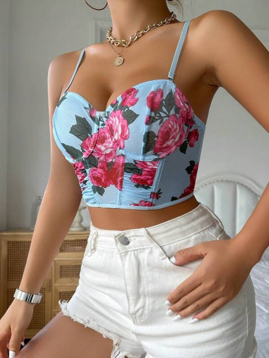 Floral Print Underwire Bra-Soco Hoodie