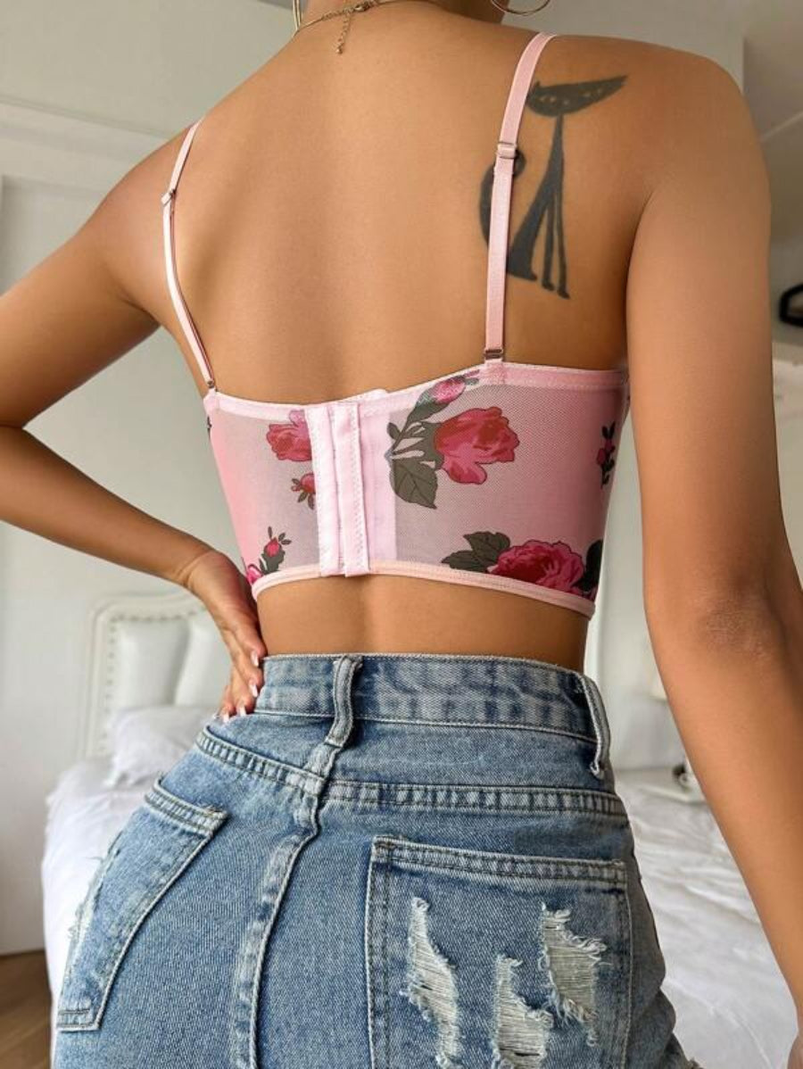 Floral Print Underwire Bra-Soco Hoodie