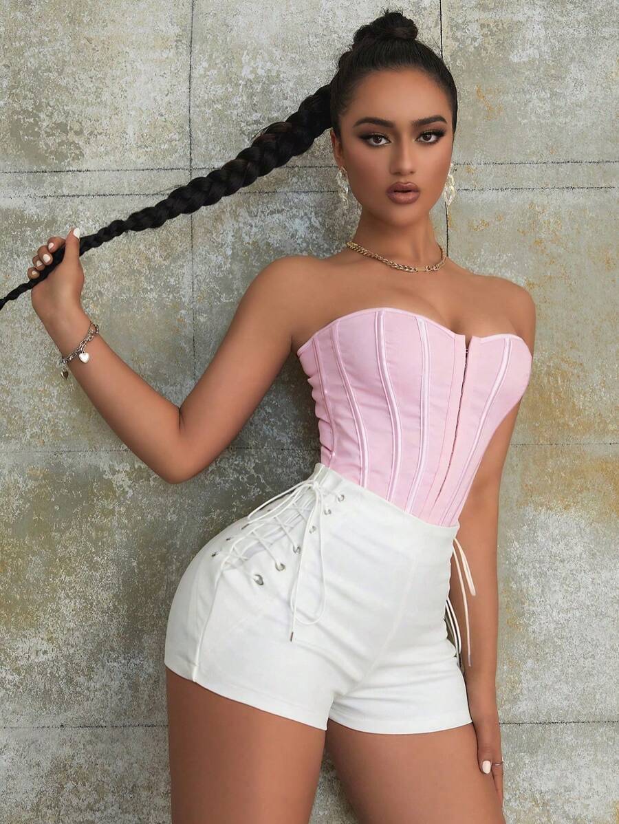 Front Lace Up Corset Shapewear Top-Soco Hoodie