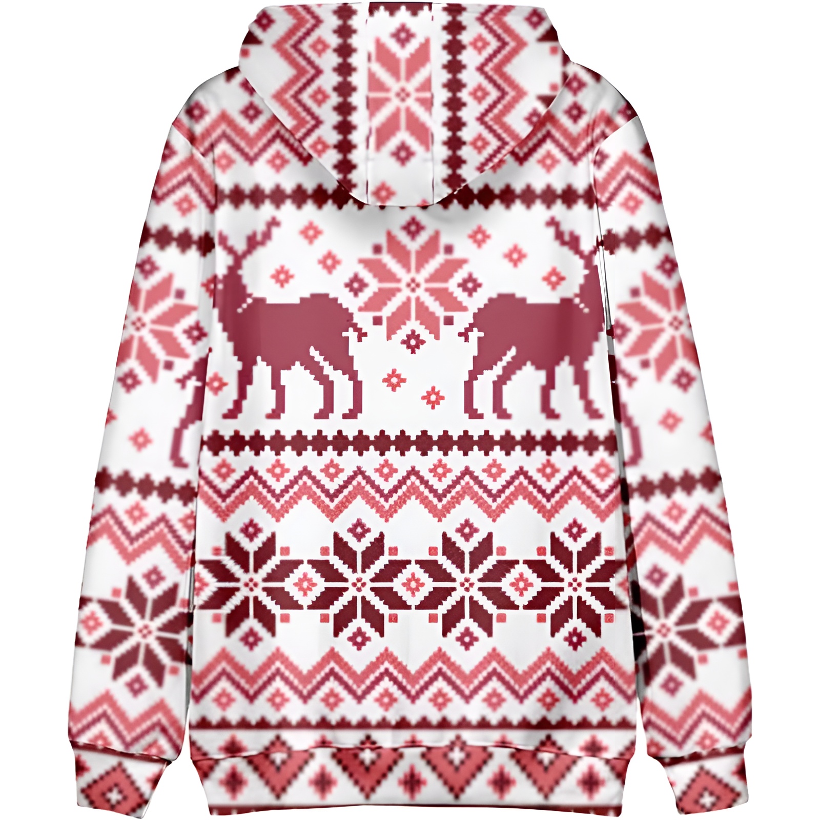 Funny Snowflake Reindeer Graphic Long Sleeve Christmas Hoodies