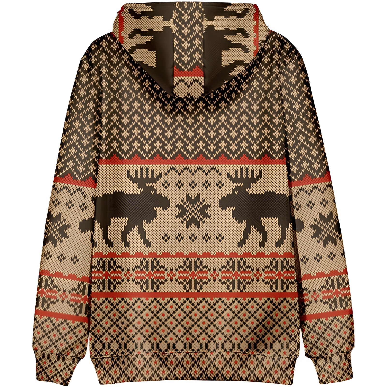 Funny Snowflake Reindeer Graphic Long Sleeve Christmas Hoodies