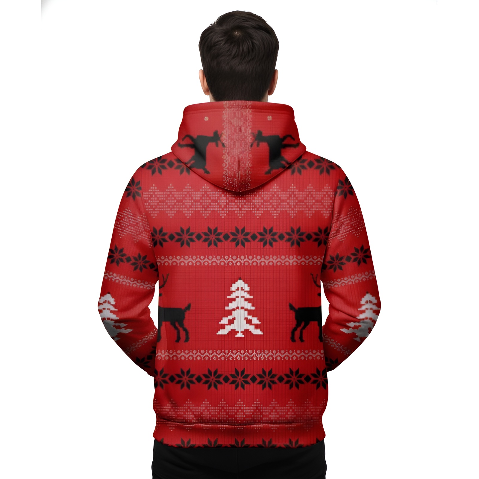 Funny Snowflake Reindeer Graphic Long Sleeve Christmas Hoodies