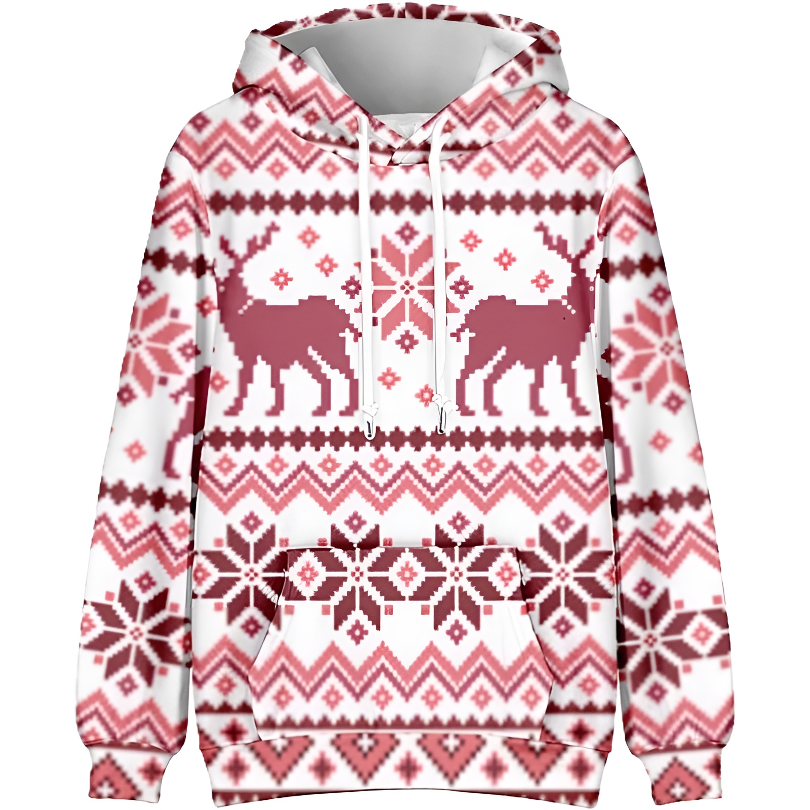 Funny Snowflake Reindeer Graphic Long Sleeve Christmas Hoodies