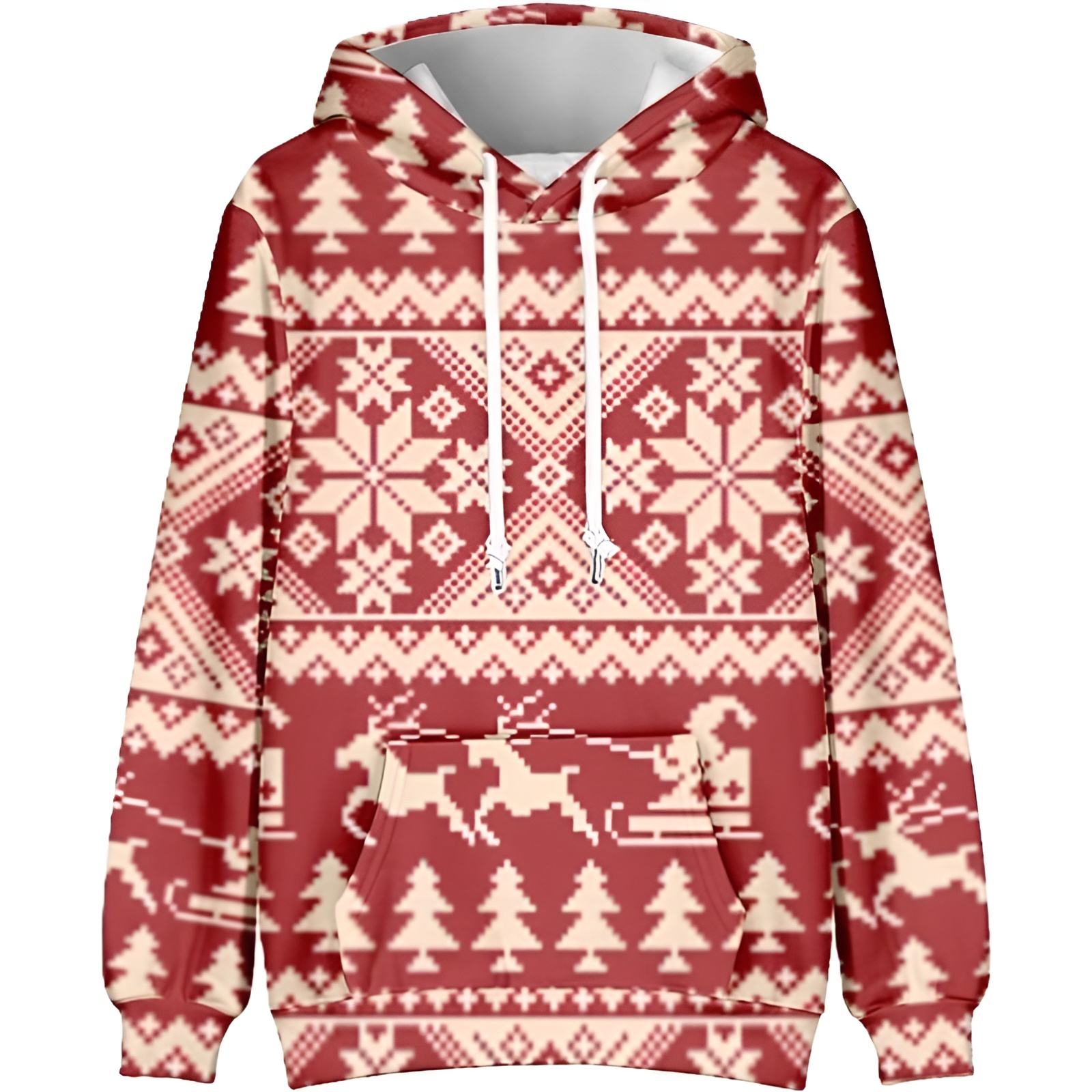 Funny Snowflake Reindeer Graphic Long Sleeve Christmas Hoodies