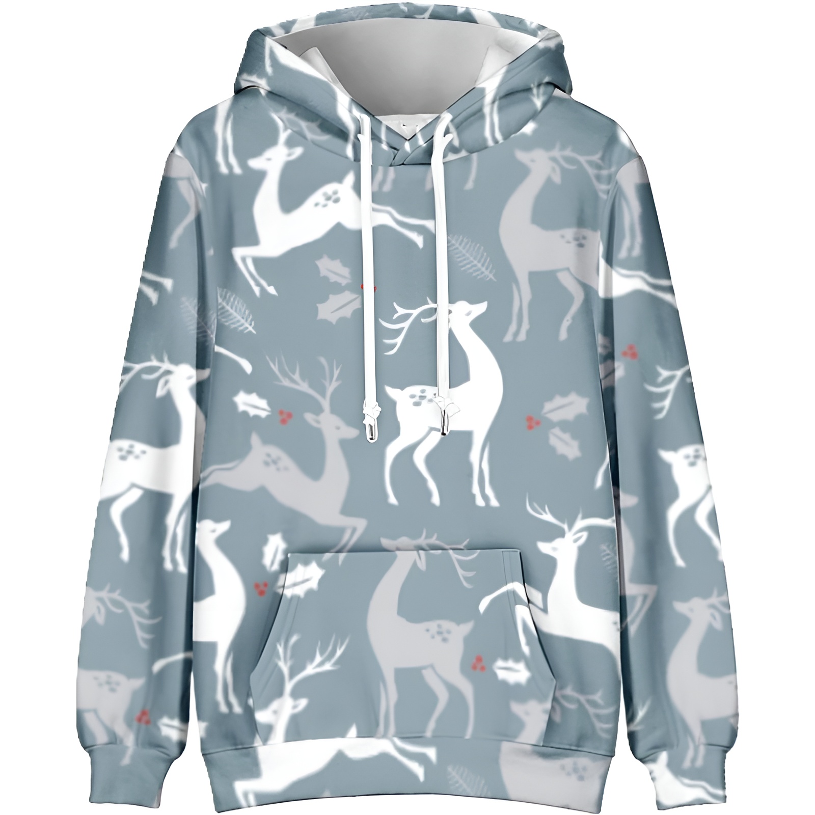 Funny Snowflake Reindeer Graphic Long Sleeve Christmas Hoodies