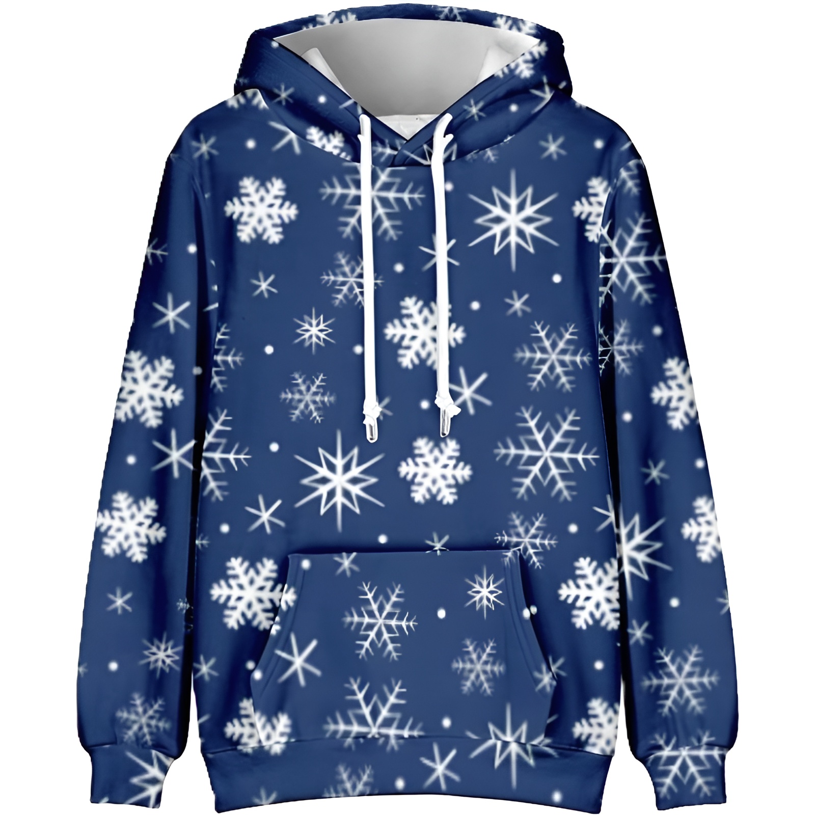 Funny Snowflake Reindeer Graphic Long Sleeve Christmas Hoodies