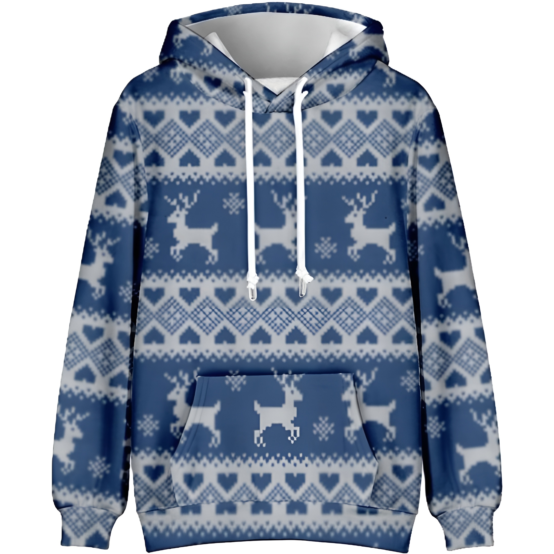 Funny Snowflake Reindeer Graphic Long Sleeve Christmas Hoodies