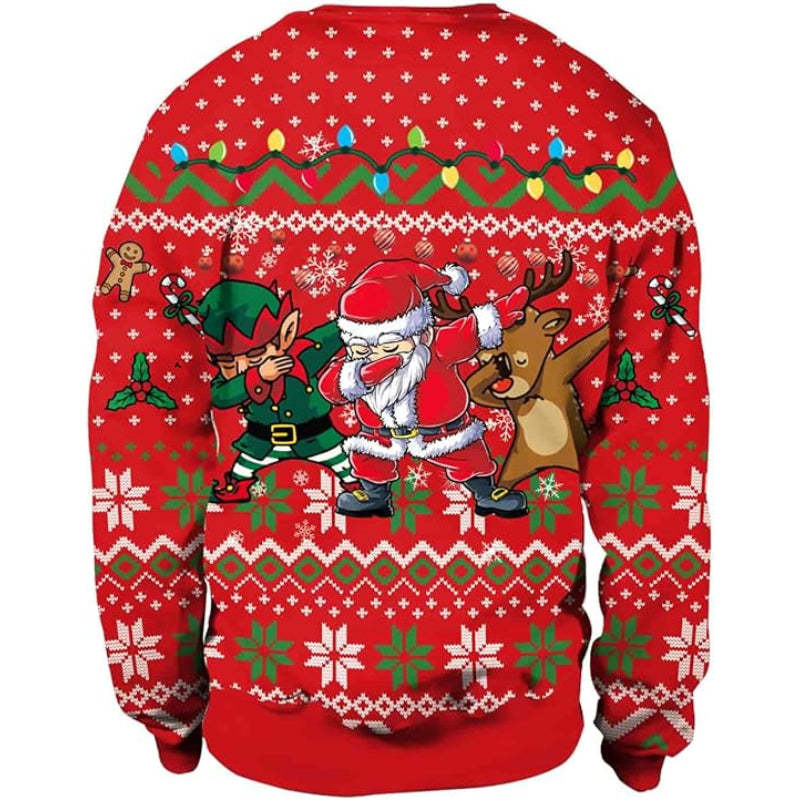 Santa And Reindeer Festive Print Christmas Sweatshirt