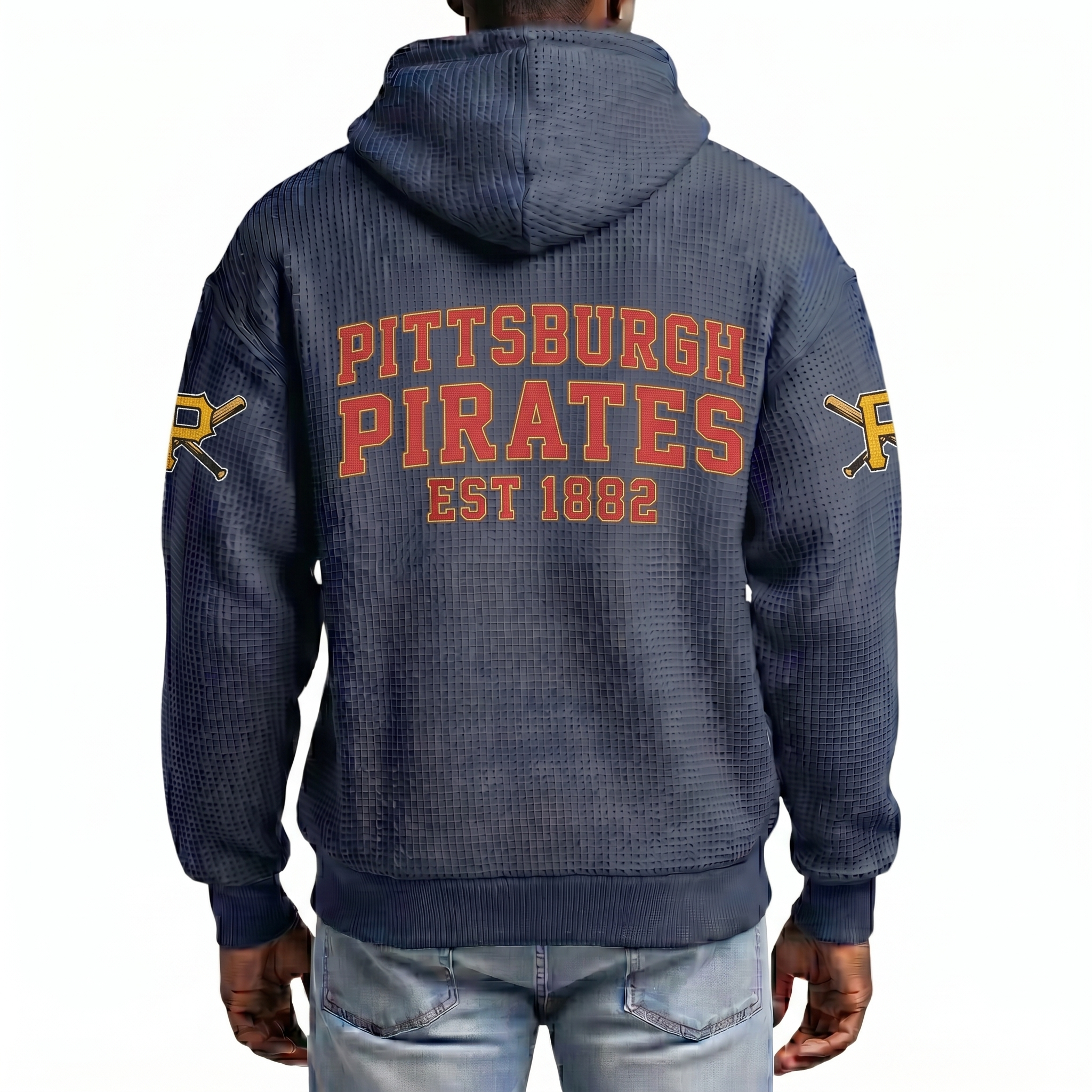 Pittsburgh Pirates EST 1882 Printed Waffle Quarter Zip Baseball Fan Hoodie
