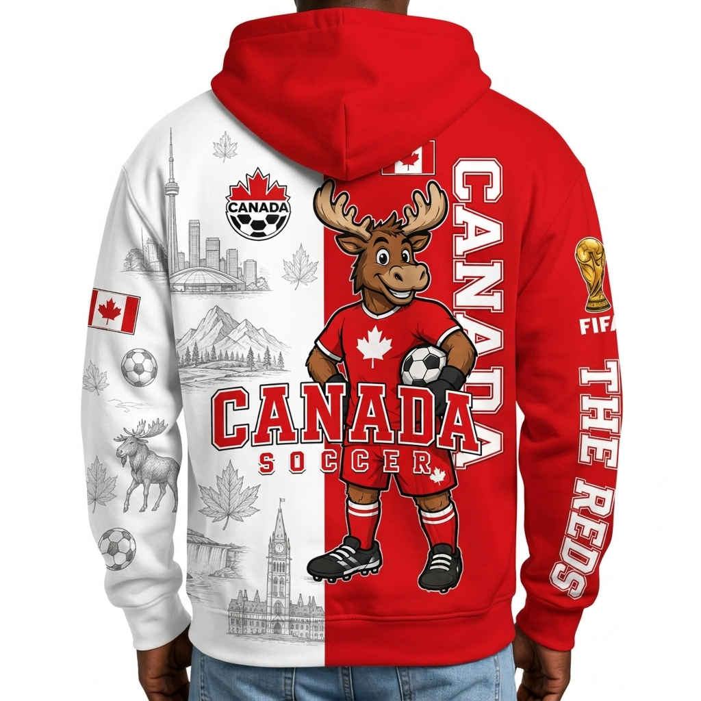 FIFA 2026 Canada Football Themed All Over Printed Hoodie