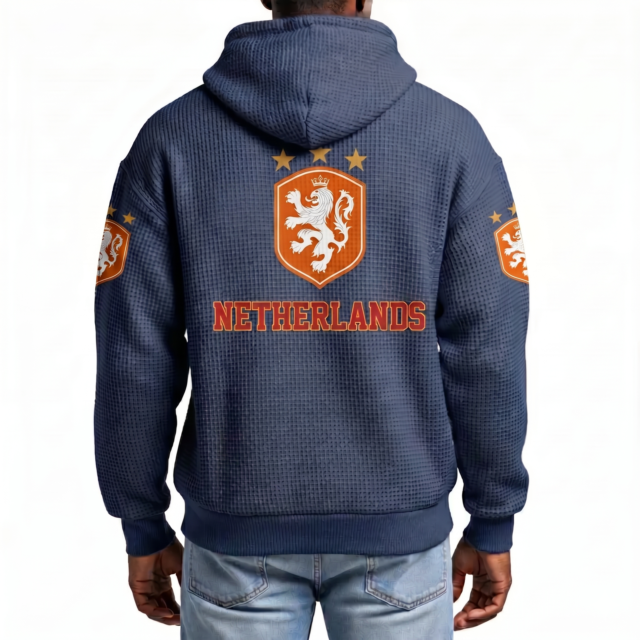 FIFA 2026 Netherlands Printed Waffle Quarter Zip Football Fan Hoodie