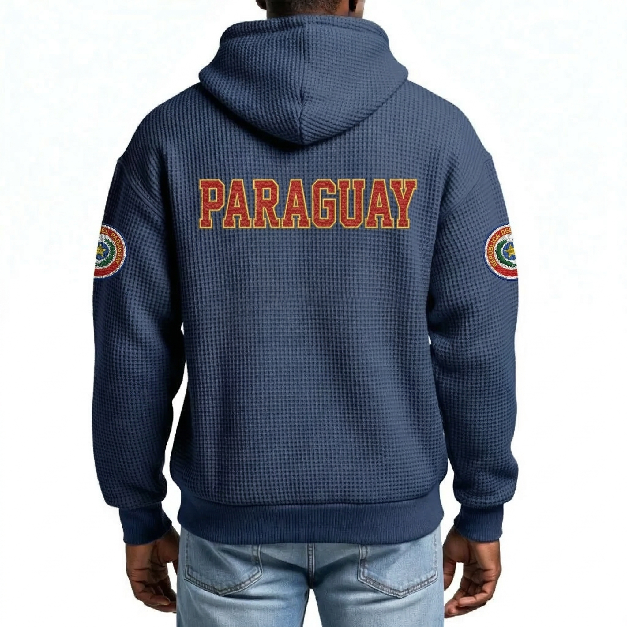 FIFA 2026 Paraguay Printed Waffle Quarter Zip Football Fan Hoodie