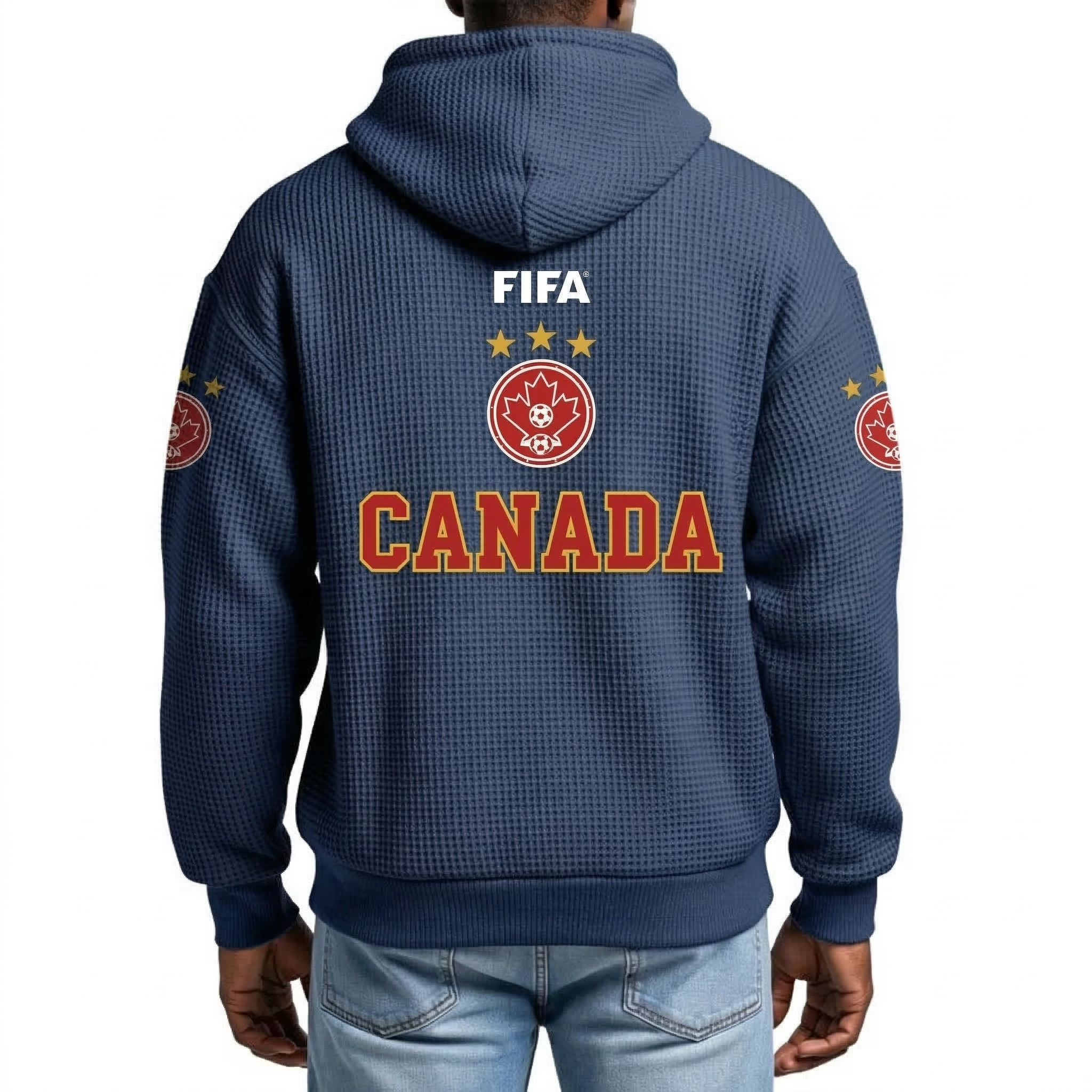 FIFA 2026 Canada Printed Waffle Quarter Zip Football Fan Hoodie