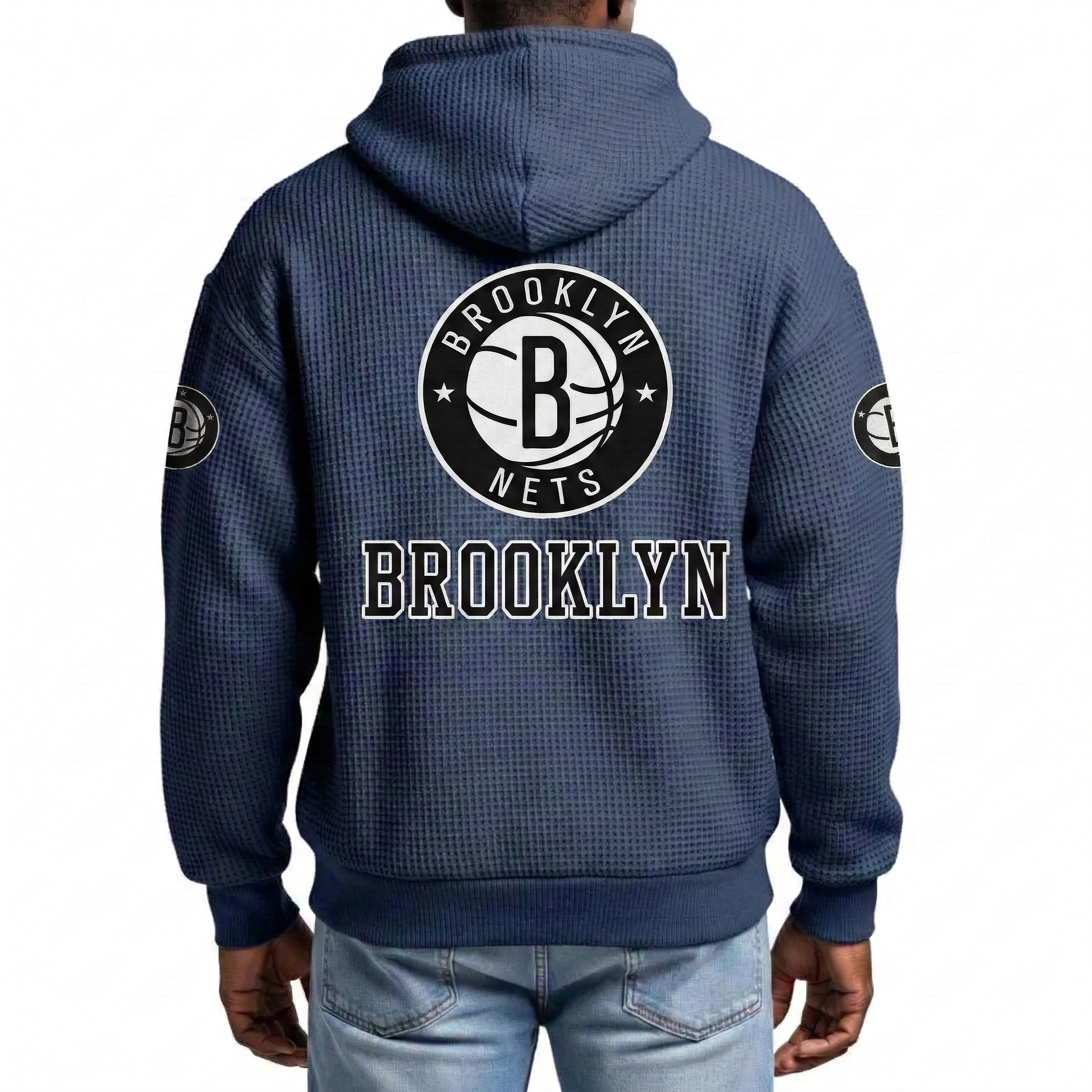 Brooklyn Nets EST 1967 Printed Waffle Quarter Zip Basketball Fan Hoodie