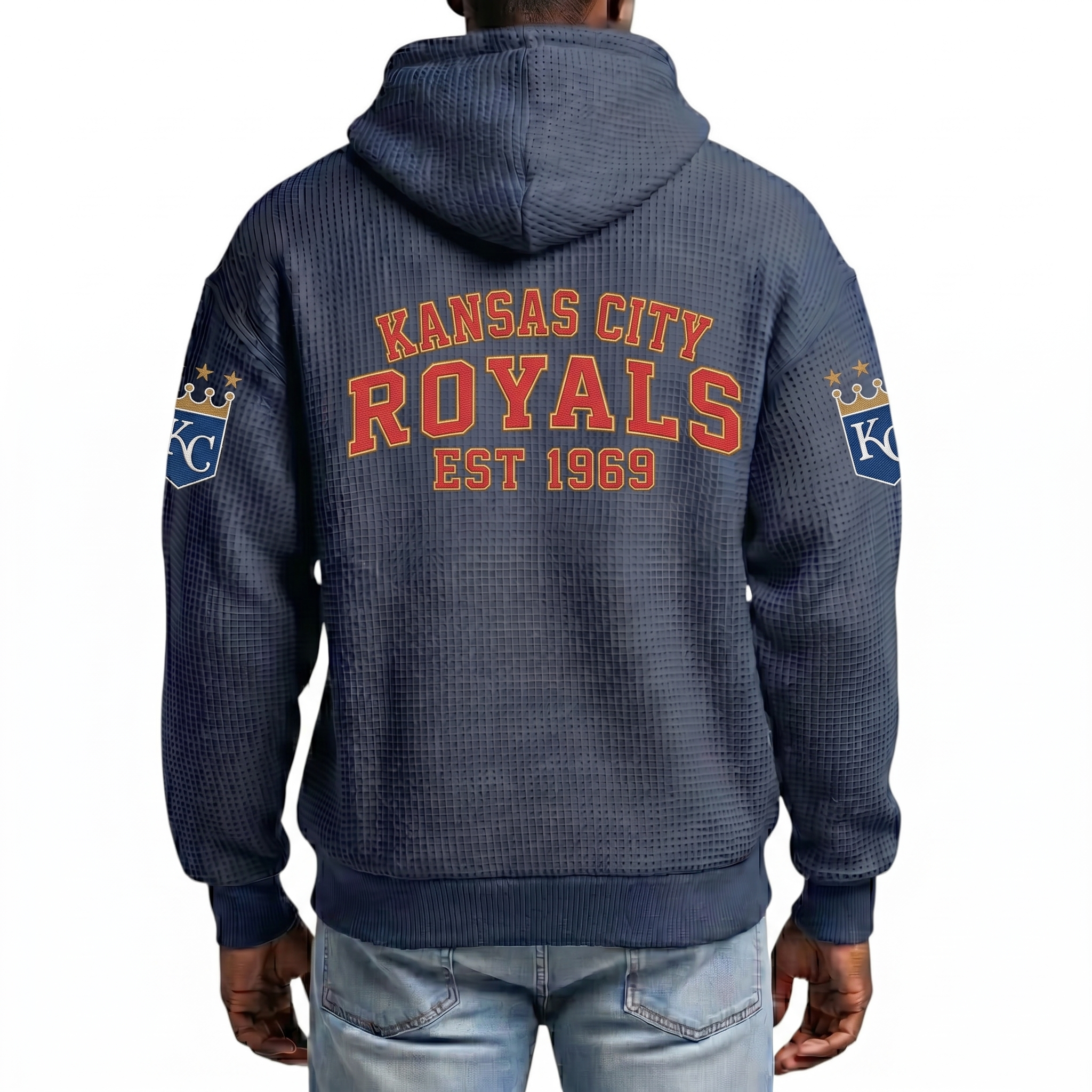 Kansas City Royals EST 1969 Printed Waffle Quarter Zip Baseball Fan Hoodie