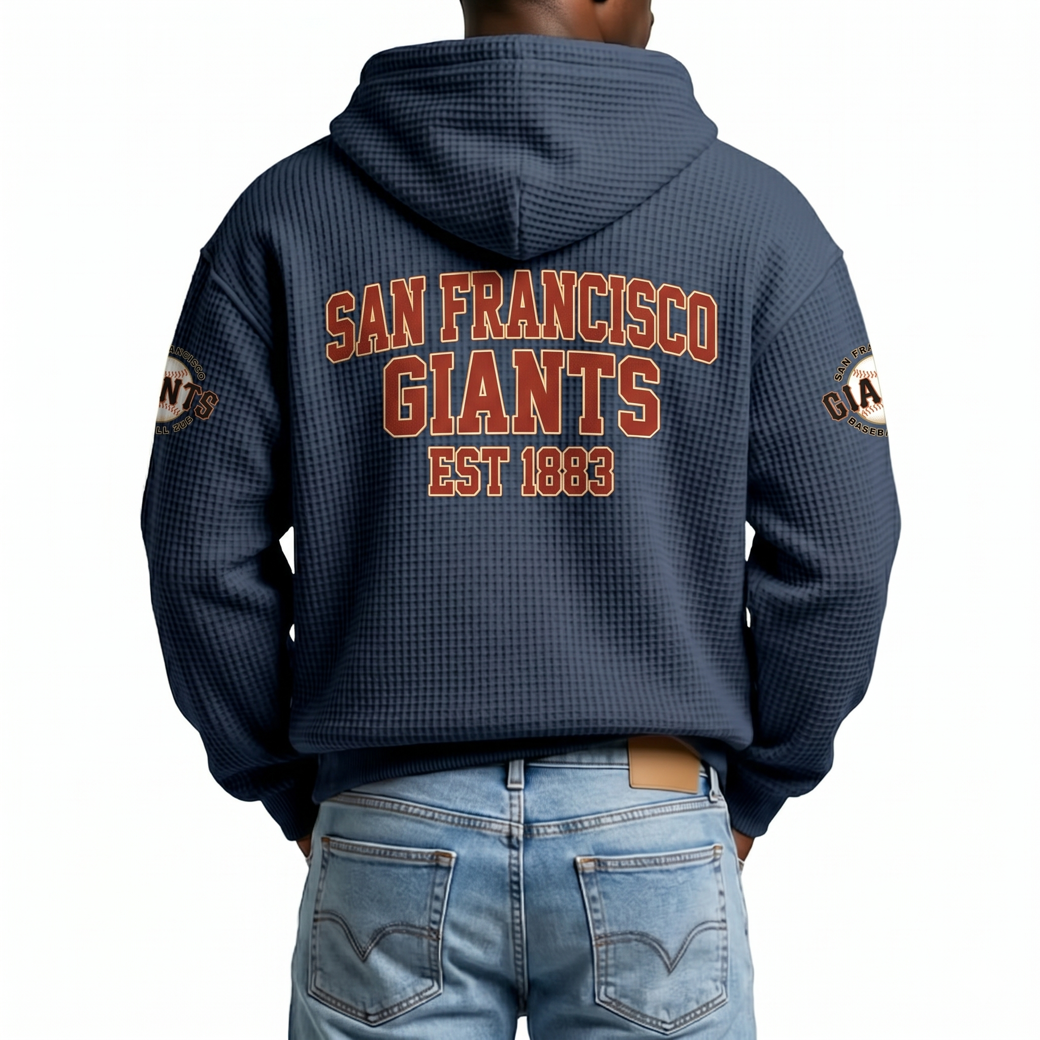 San Francisco Giants EST 1883 Printed Waffle Quarter Zip Baseball Fan Hoodie