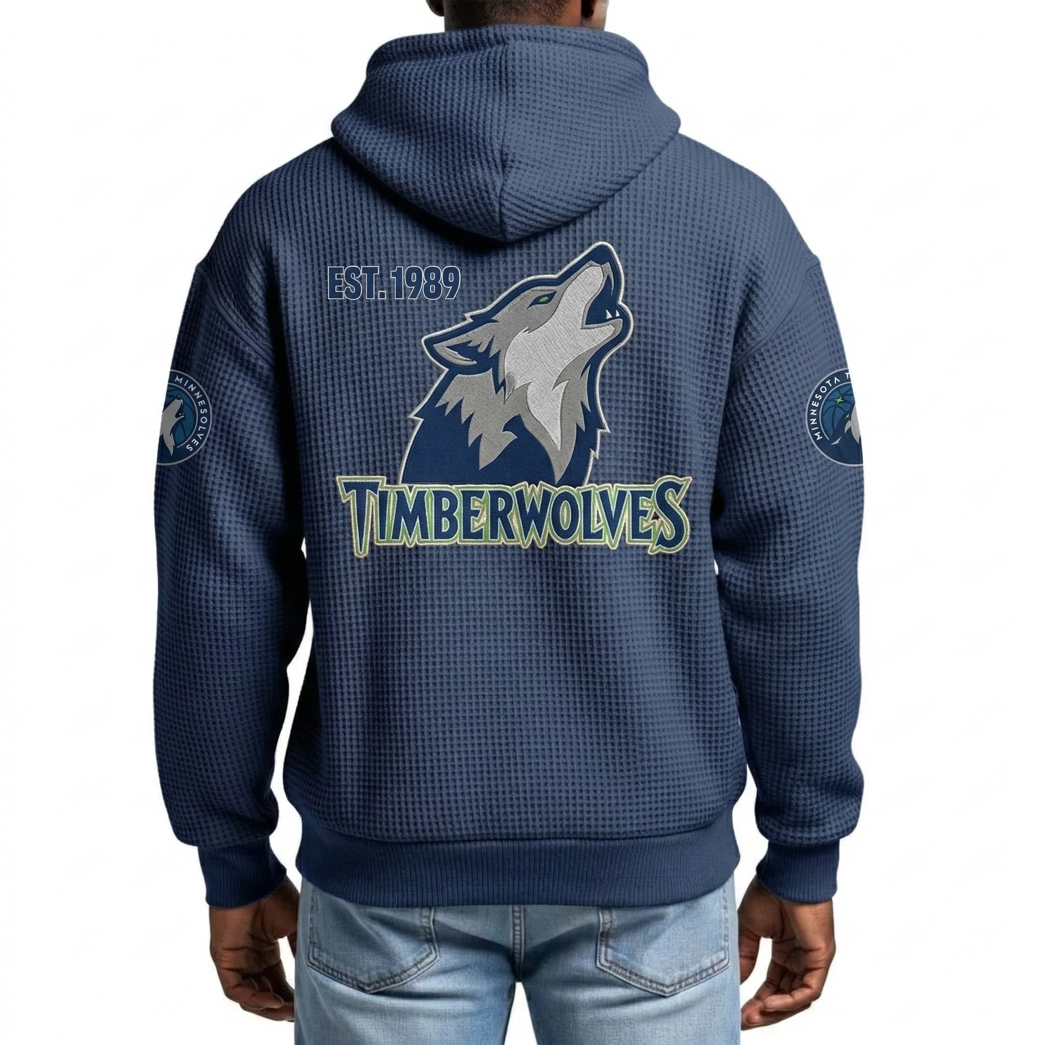 Minnesota Timberwolves EST 1989 Printed Waffle Quarter Zip Basketball Fan Hoodie