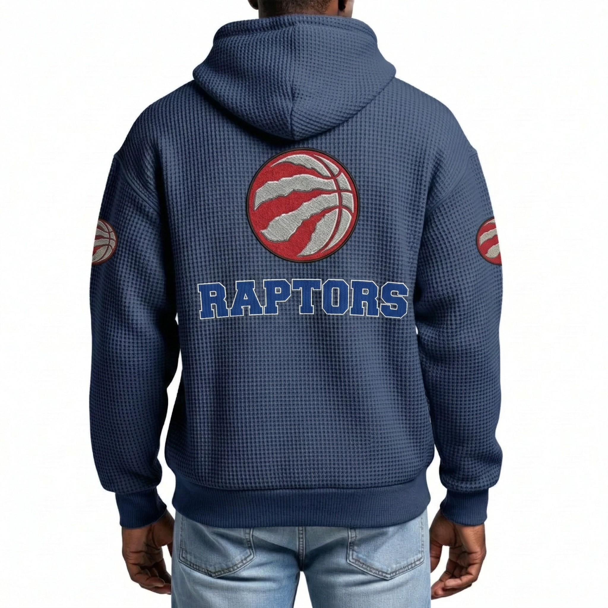 Toronto Raptors EST 1995 Printed Waffle Quarter Zip Basketball Fan Hoodie