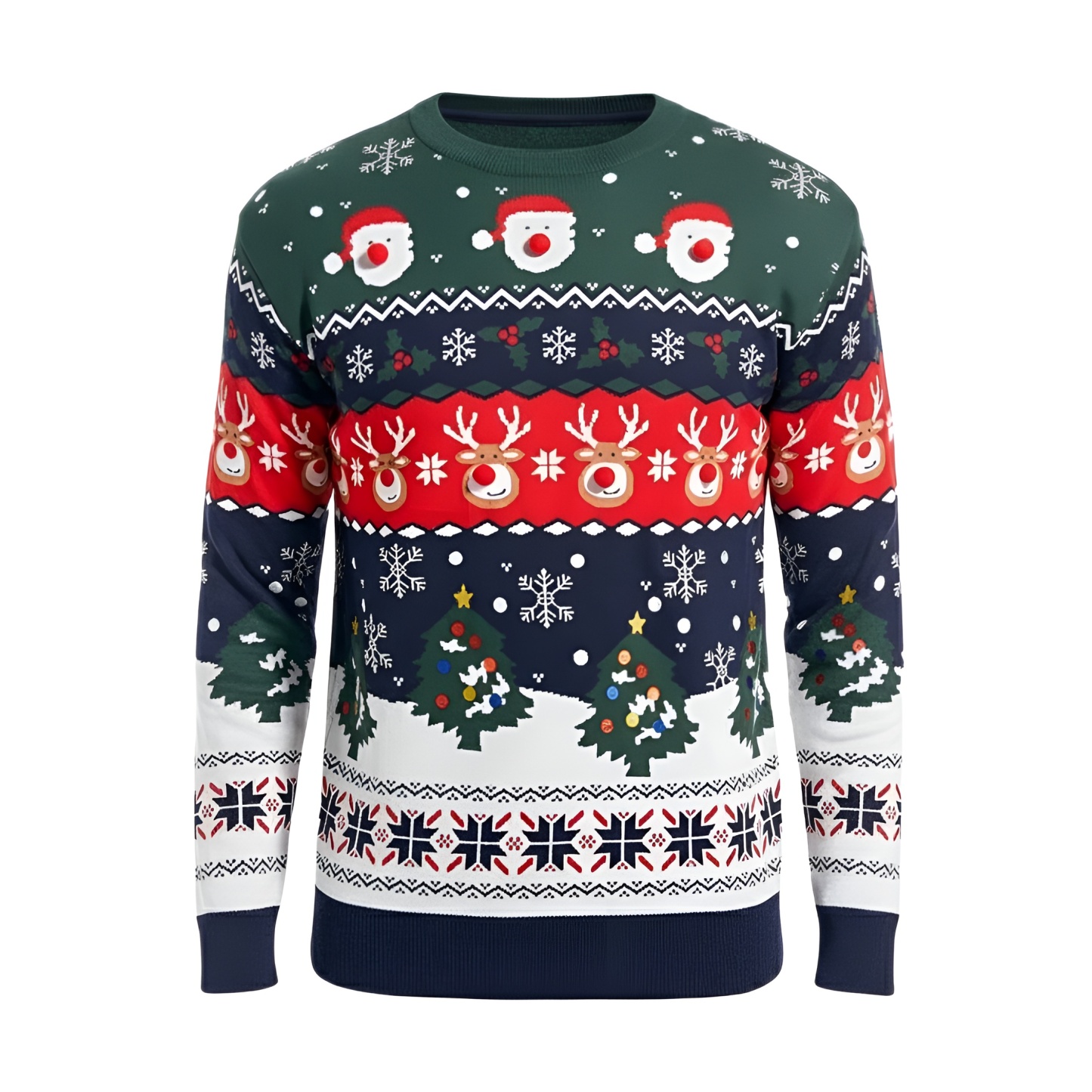 Ugly Christmas Sweater For Men With Rudolph Reindeer Design