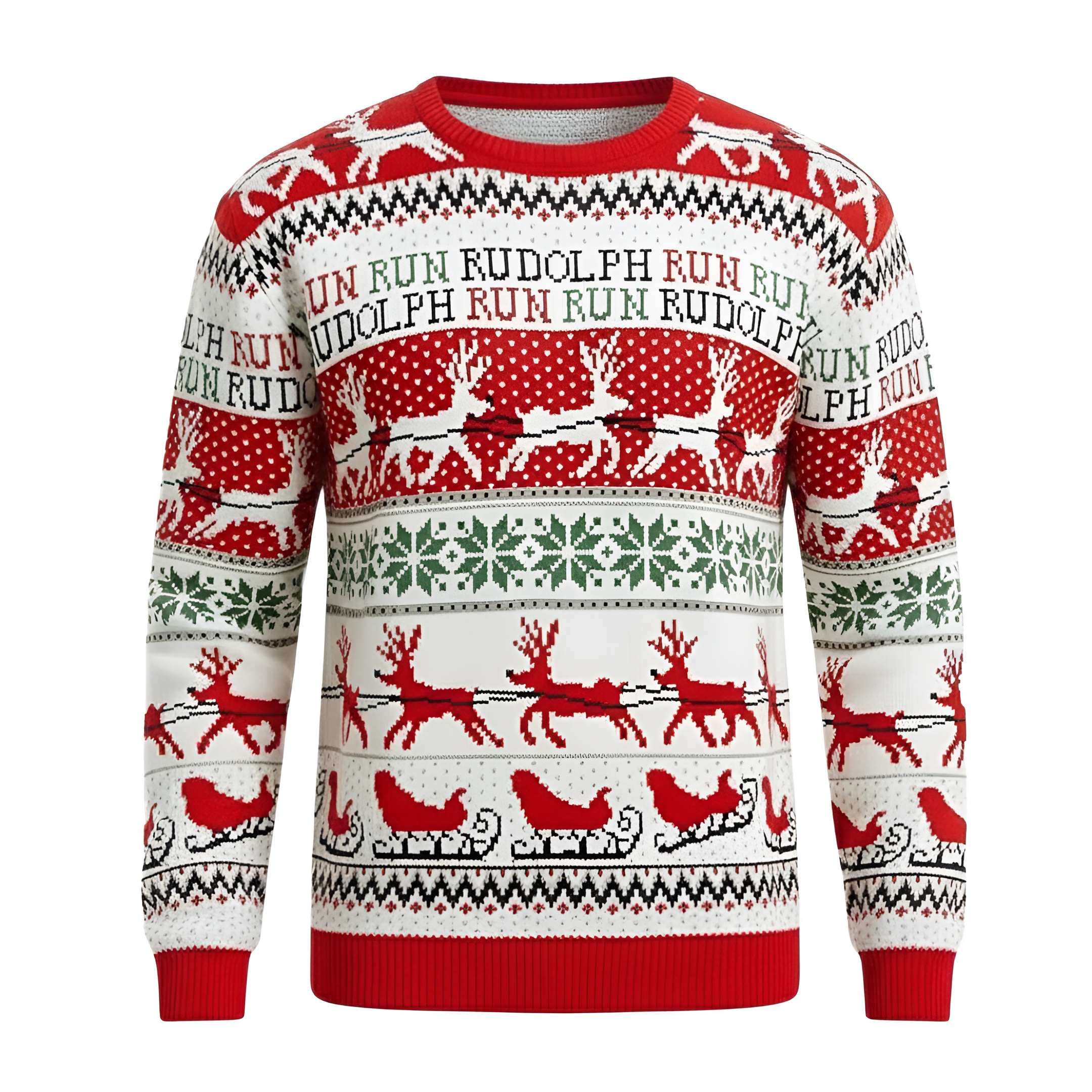 Ugly Christmas Sweater For Men With Rudolph Reindeer Design