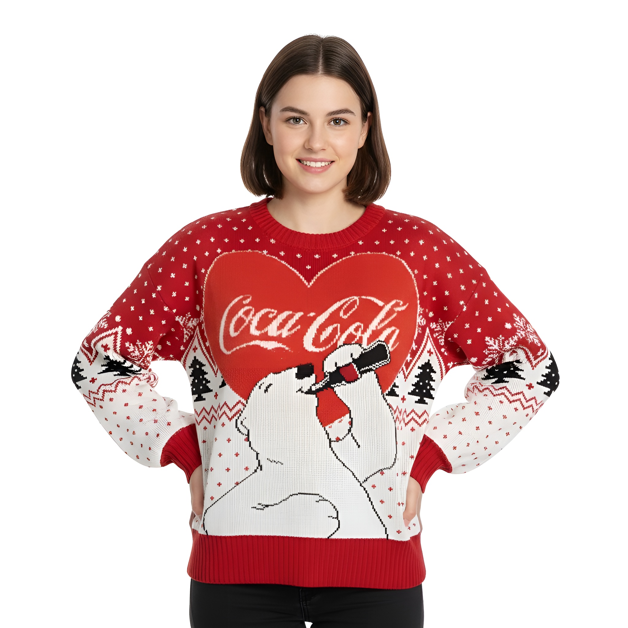 Polar Bear Drinking Ugly Christmas Sweater for Women