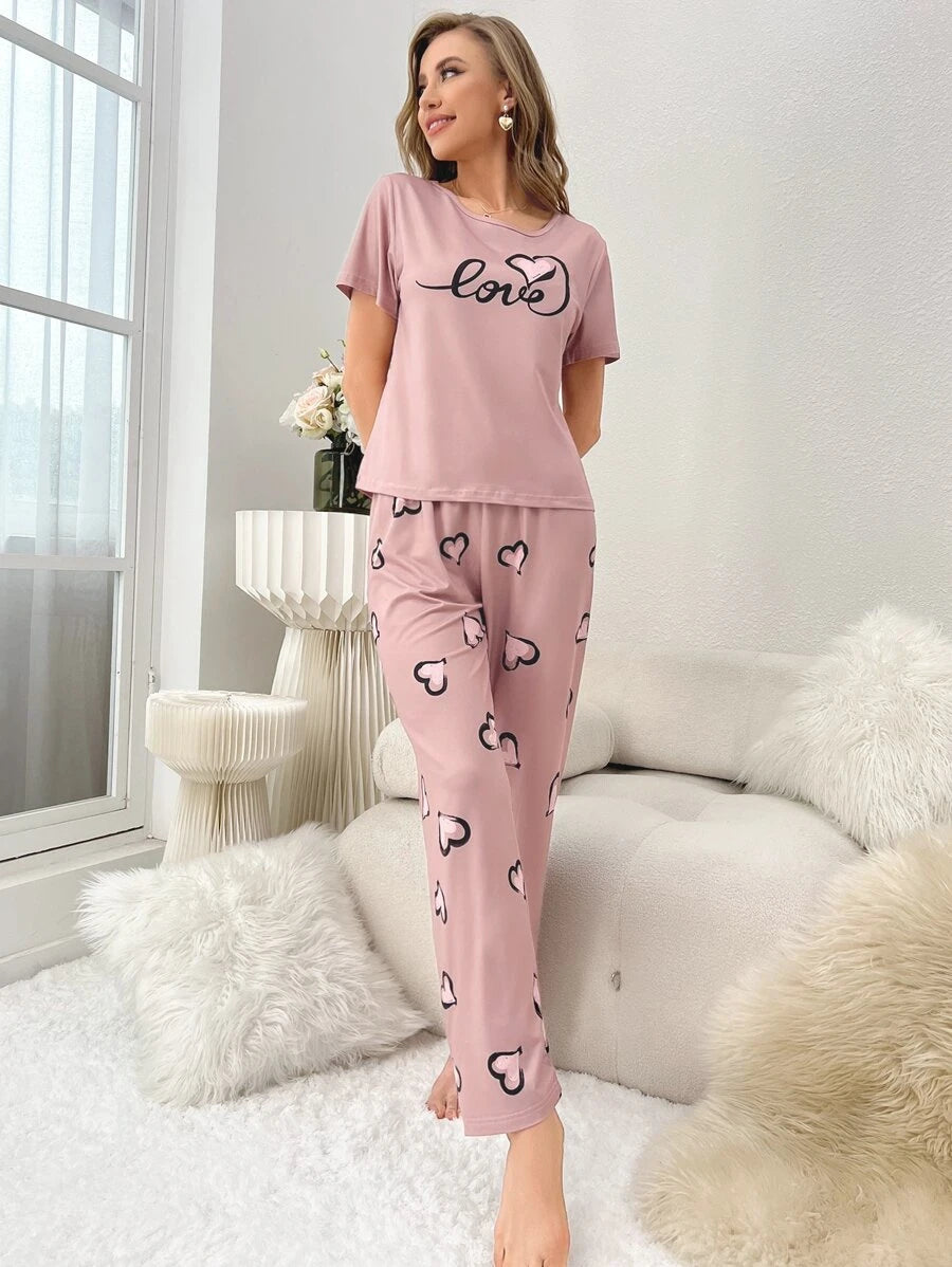 Geometric Letter Graphic Pajama Set-Soco Hoodie