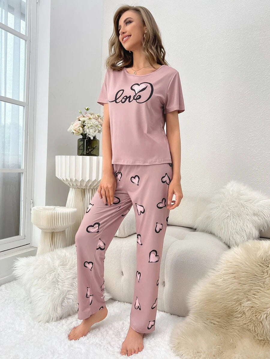 Geometric Letter Graphic Pajama Set-Soco Hoodie