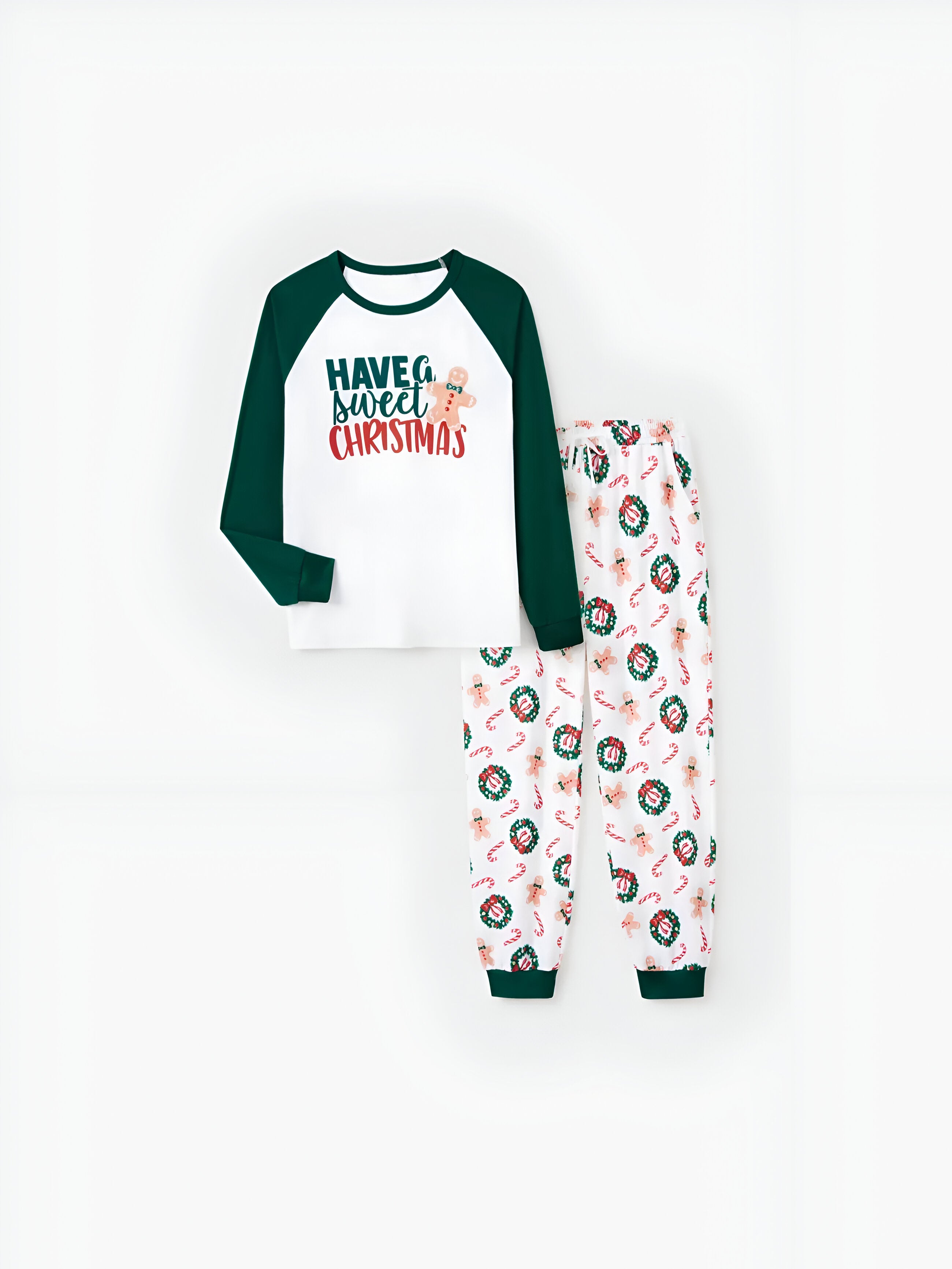 Gingerbread And Wreath Family Matching Pajama Set Kids