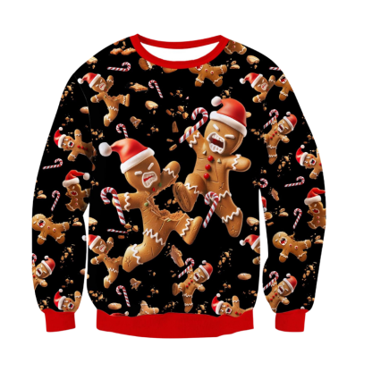 Gingerbread Festive Cookie Print Christmas Sweatshirt 6XL