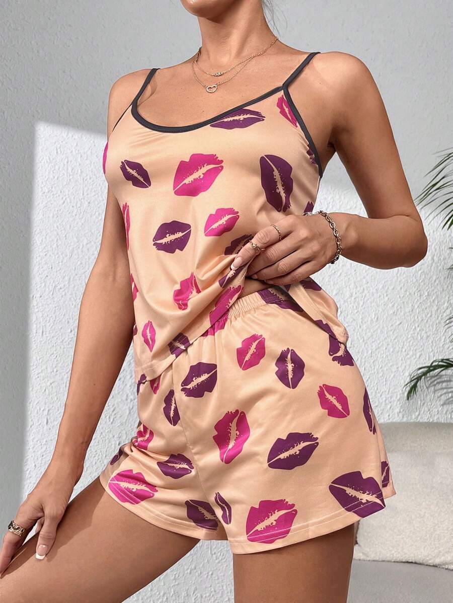 Graphic Print Contrast Binding Set-Soco Hoodie