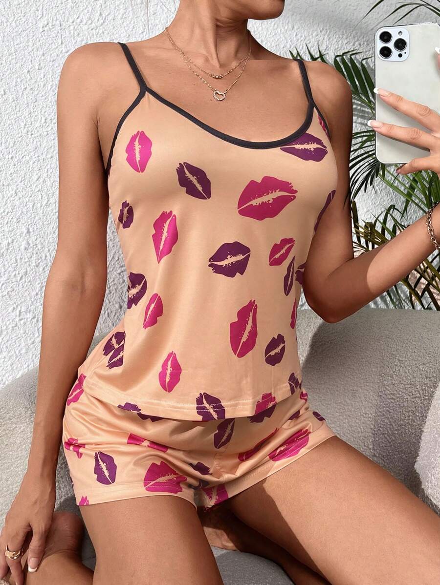 Graphic Print Contrast Binding Set-Soco Hoodie