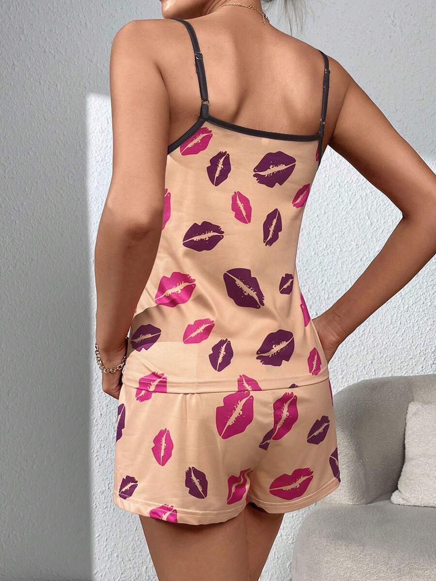 Graphic Print Contrast Binding Set-Soco Hoodie