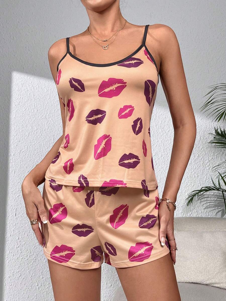 Graphic Print Contrast Binding Set-Soco Hoodie