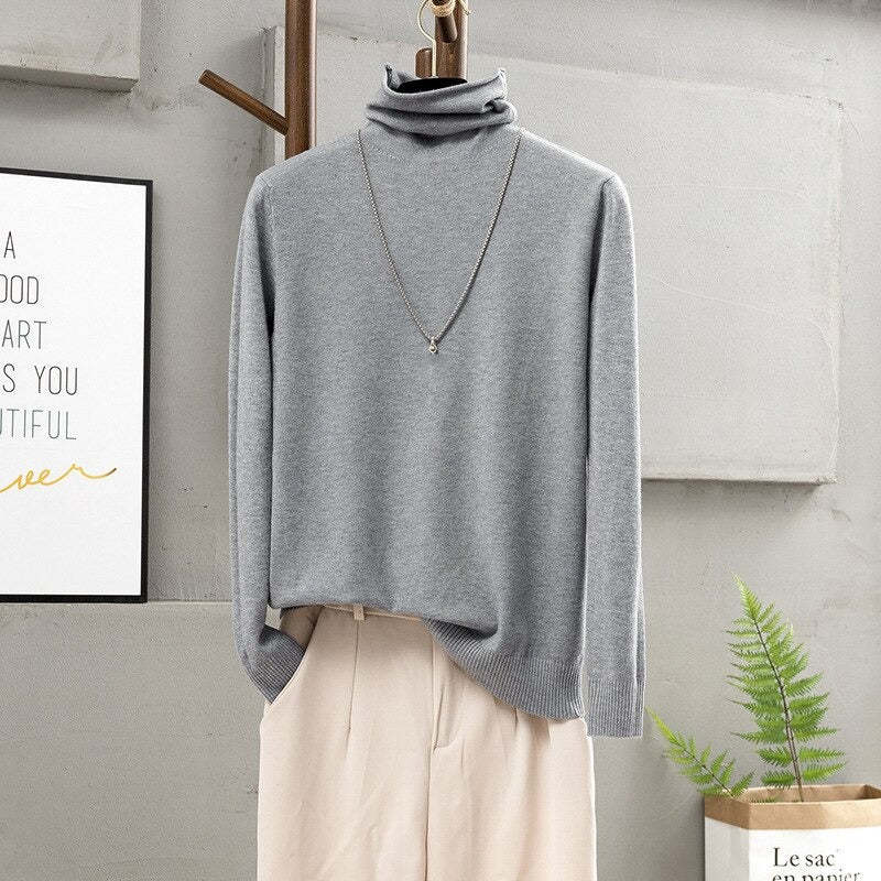 Soft Cashmere Turtleneck Slim-Fit Pullovers For Women-Soco Hoodie