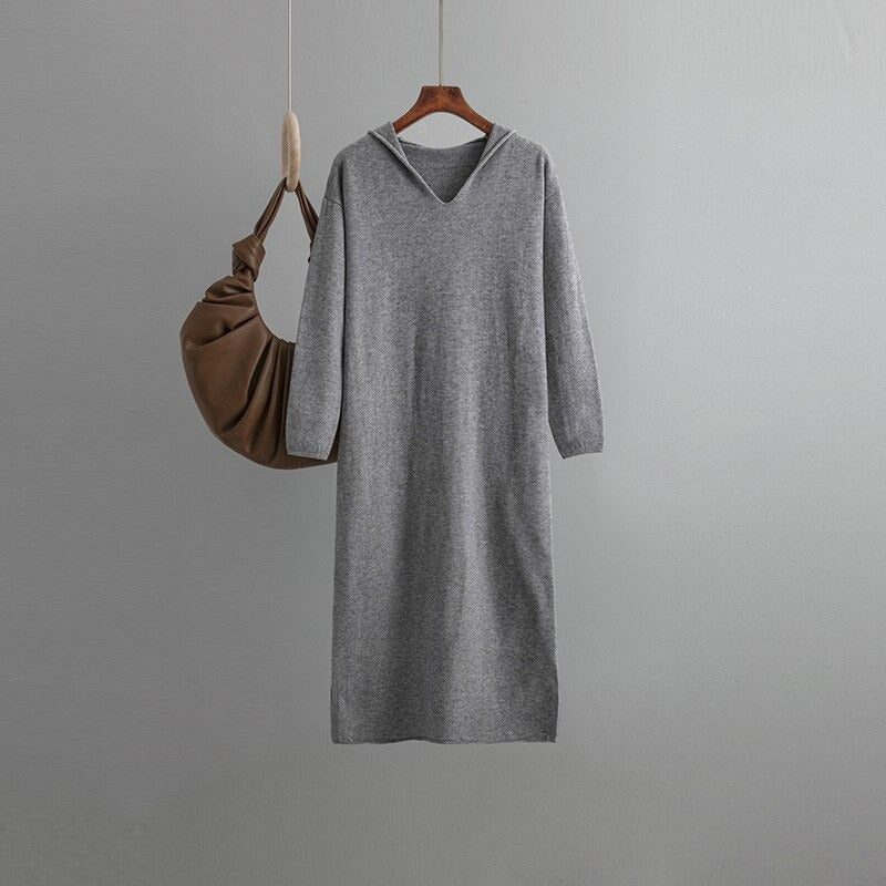 Casual Hooded Long Sweater Dress For Women-Soco Hoodie