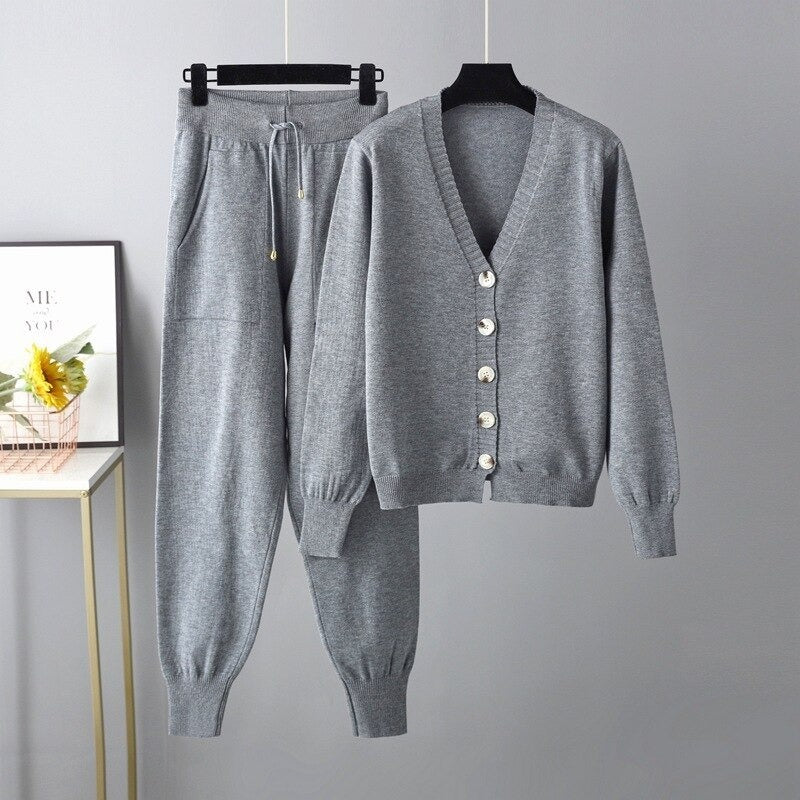 Women 2 Piece Pants Sets Cardigans Tops-Soco Hoodie