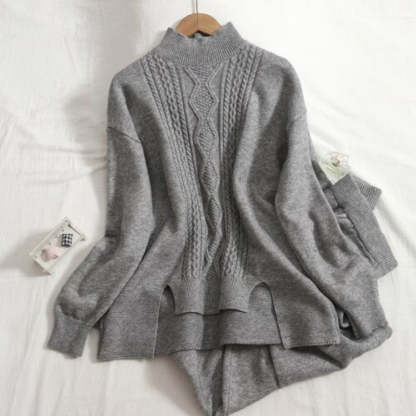 Oversize Loose Drop Sleeve Cashmere Sweater Tracksuits-Soco Hoodie