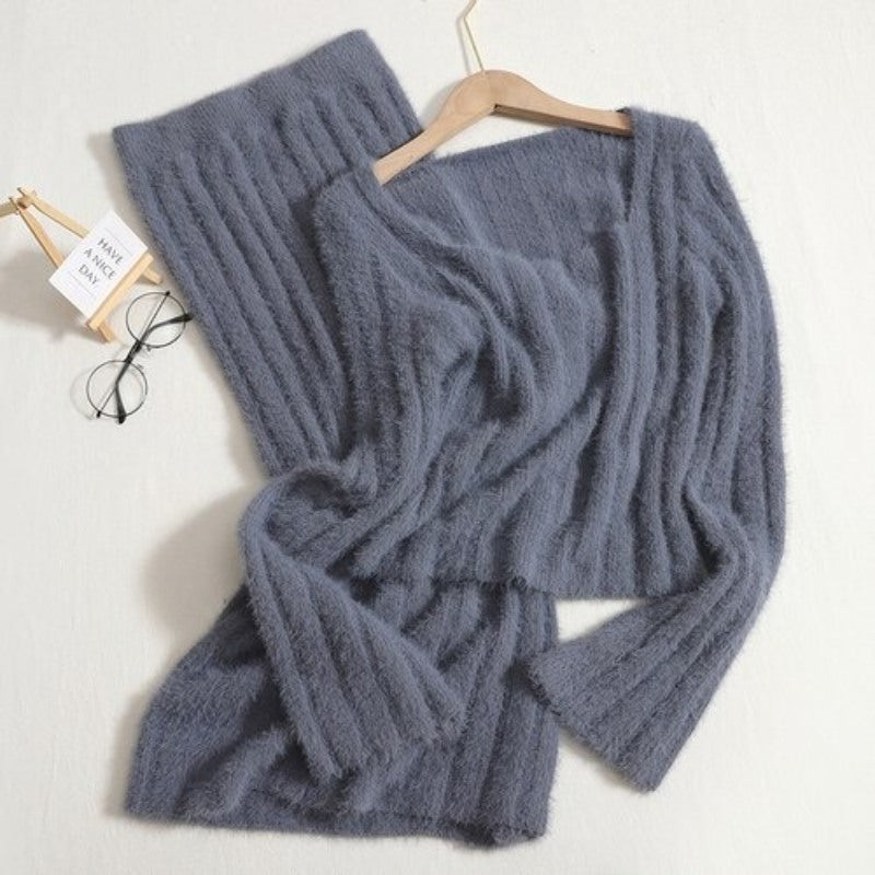 Plush Long Sleeve Skirts Sets For Women-Soco Hoodie