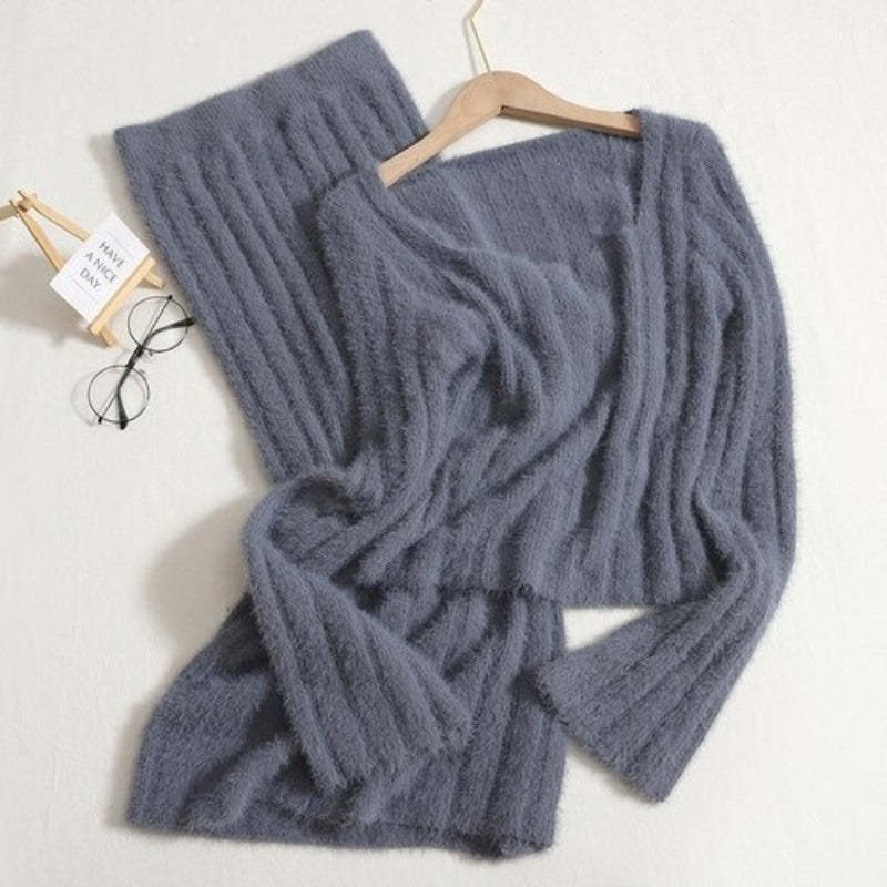 Plush Long Sleeve Skirts Sets For Women-Soco Hoodie