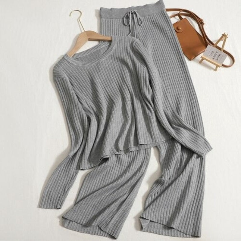 Warm Knitted Two Piece Tops And Pants Sets-Soco Hoodie