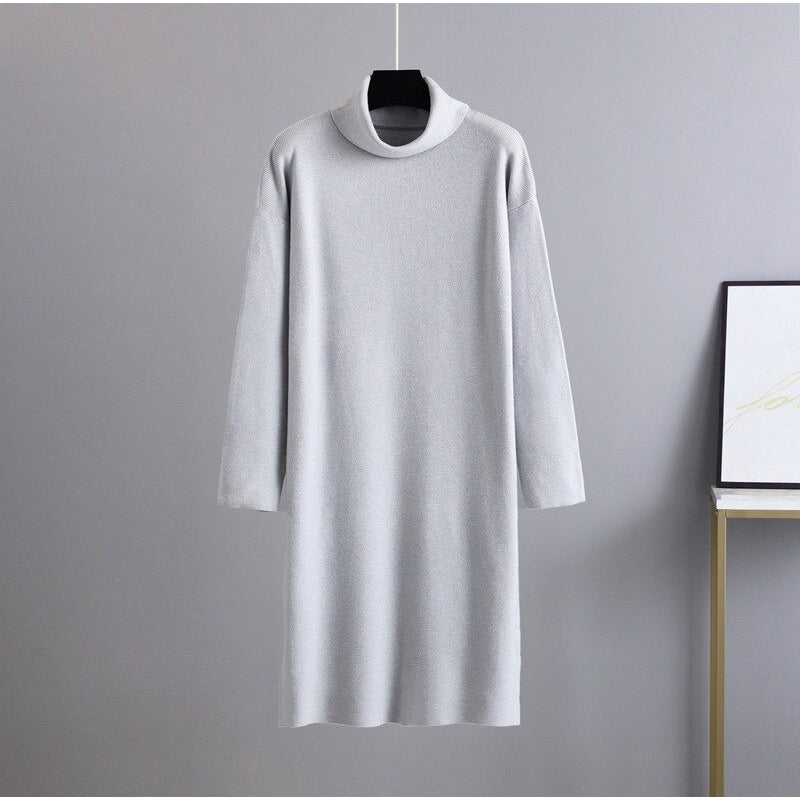 Women's Oversized Loose Thick Turtleneck Sweater Dress-Soco Hoodie