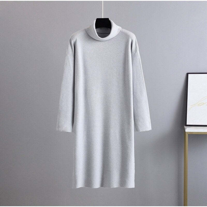 Women's Oversized Loose Thick Turtleneck Sweater Dress-Soco Hoodie