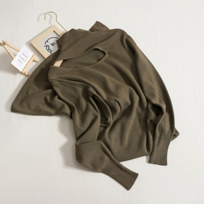 Stylish Hollow Out Turtleneck Knit Sweater Dress For Women-Soco Hoodie