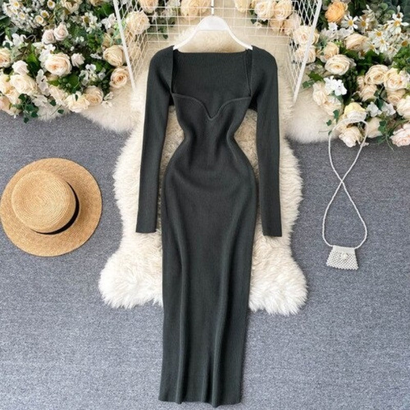 Vintage Elegant Low Neck Dress For Women-Soco Hoodie