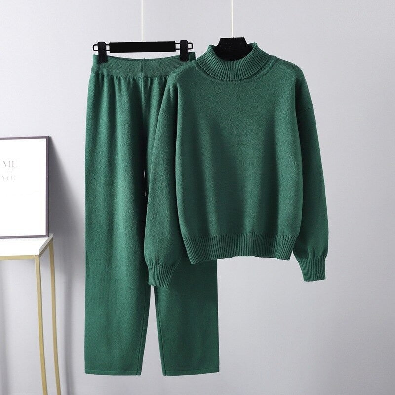 Solid Casual Outerwear Knit Two Piece Women Set-Soco Hoodie