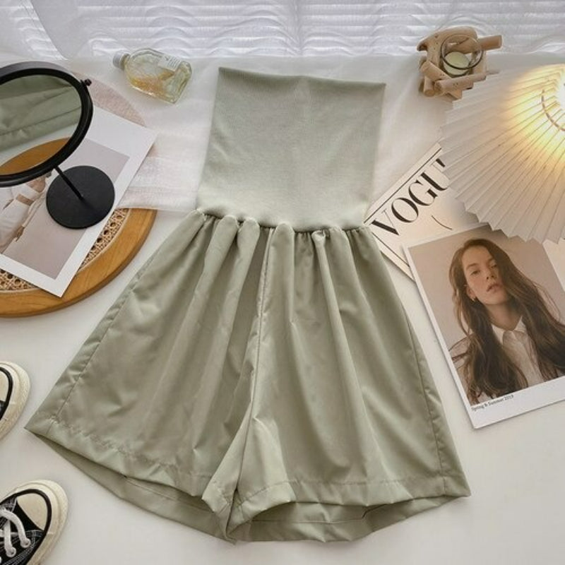 Women's Solid Color Strapless High Waist Romper-Soco Hoodie