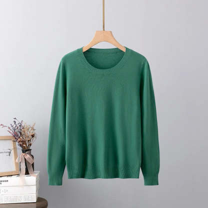 Cashmere O-Neck Solid Long-Sleeved Pullover For Women-Soco Hoodie
