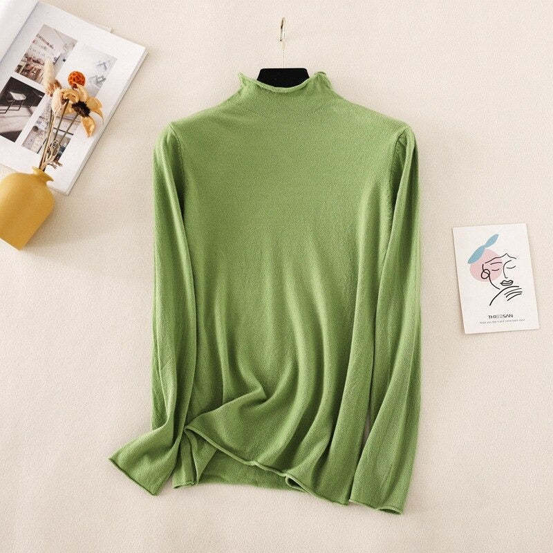 Mock Neck Basic Solid Pullover For Women-Soco Hoodie