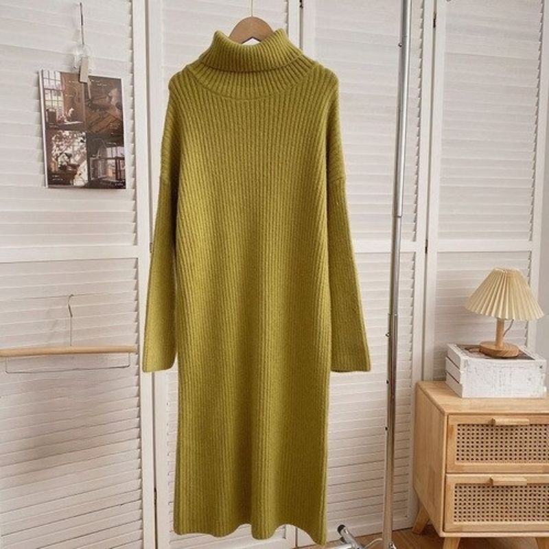 Korean Knitted Long Casual Sweater Dress For Women-Soco Hoodie
