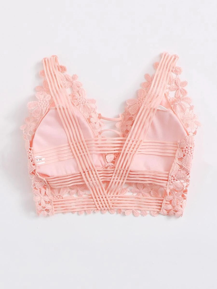 Guipure Lace Longline Bralette-Soco Hoodie